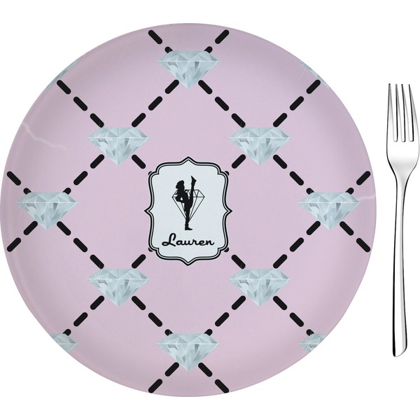 Custom Diamond Dancers 8" Glass Appetizer / Dessert Plates - Single or Set (Personalized)