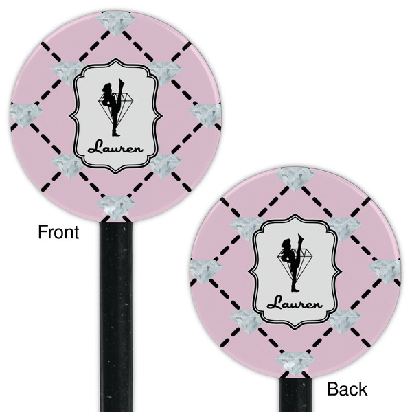 Diamond Dancers Black Plastic 5.5" Stir Stick - Double Sided - Round - Front & Back