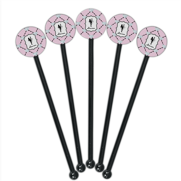 Diamond Dancers Black Plastic 5.5" Stir Stick - Round - Fan View