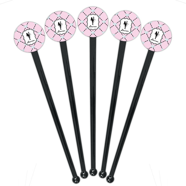 Diamond Dancers Black Plastic 7" Stir Stick - Round - Fan View