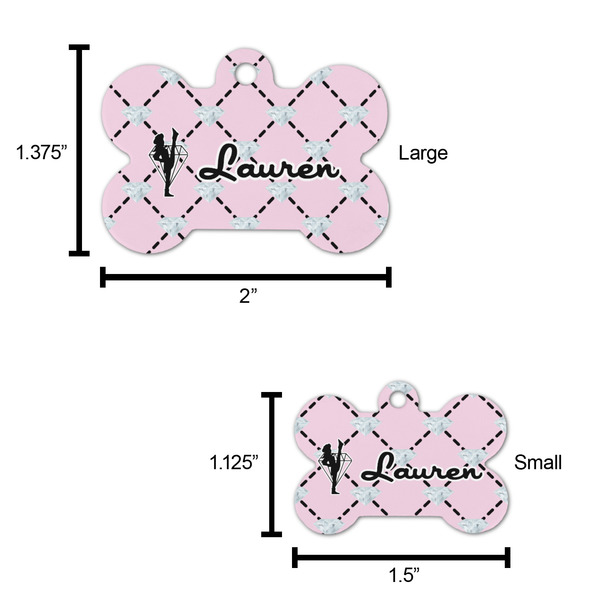 Diamond Dancers Bone Shaped Dog ID Tag - Large - Scale