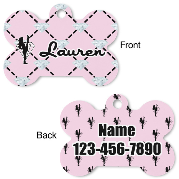 Diamond Dancers Bone Shaped Dog Tag - Front & Back