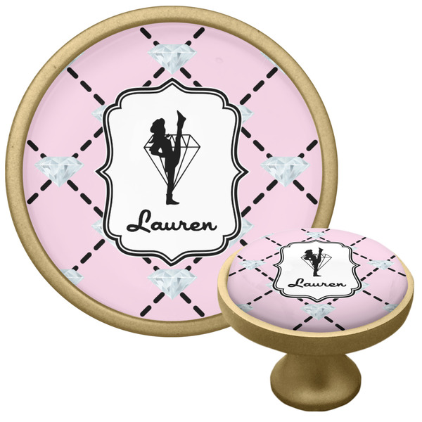 Custom Diamond Dancers Cabinet Knob - Gold (Personalized)