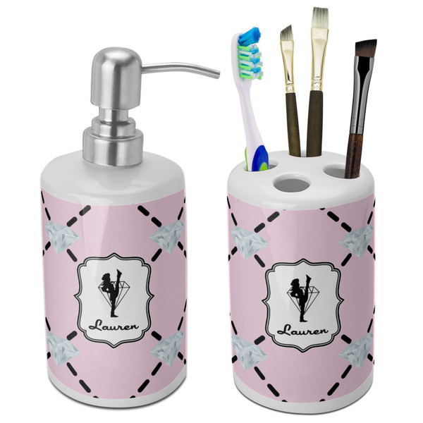 Custom Diamond Dancers Ceramic Bathroom Accessories Set (Personalized)