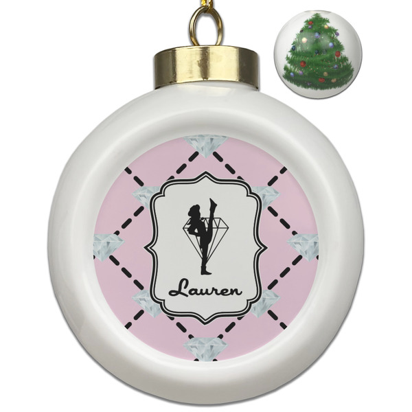 Custom Diamond Dancers Ceramic Ball Ornament - Christmas Tree (Personalized)