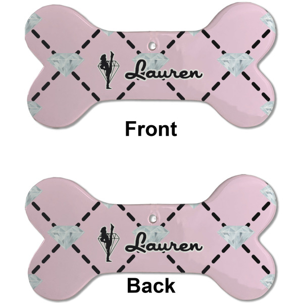 Diamond Dancers Ceramic Flat Ornament - Bone Front & Back (APPROVAL)