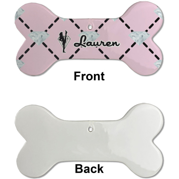 Diamond Dancers Ceramic Flat Ornament - Bone Front & Back Single Print (APPROVAL)