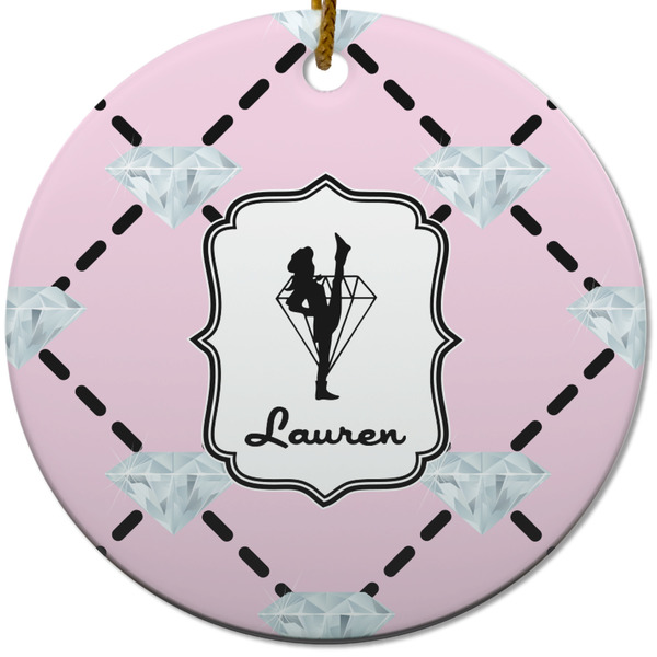 Custom Diamond Dancers Round Ceramic Ornament w/ Name or Text