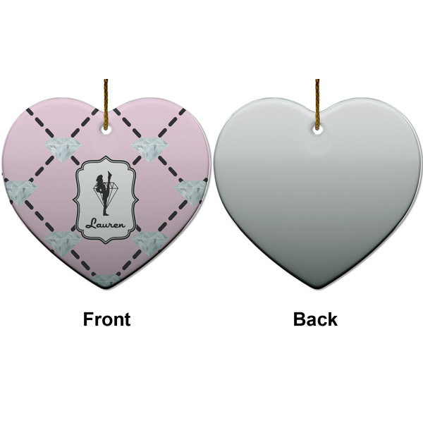 Diamond Dancers Ceramic Flat Ornament - Heart Front & Back (APPROVAL)