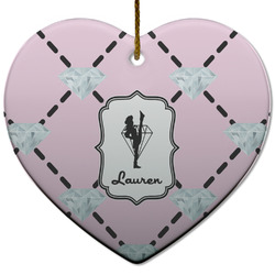 Diamond Dancers Heart Ceramic Ornament w/ Name or Text