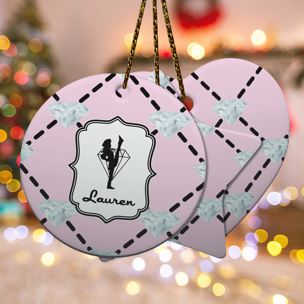 Custom Diamond Dancers Ceramic Ornament w/ Name or Text