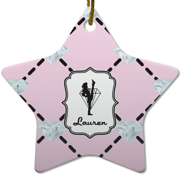 Custom Diamond Dancers Star Ceramic Ornament w/ Name or Text