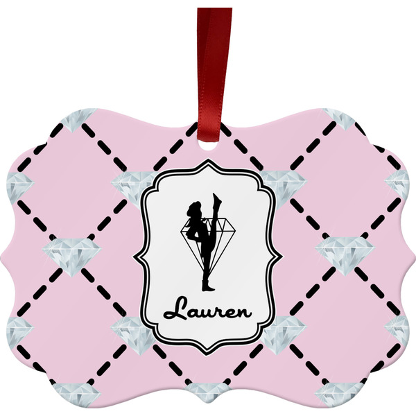 Custom Diamond Dancers Metal Frame Ornament - Double Sided w/ Name or Text