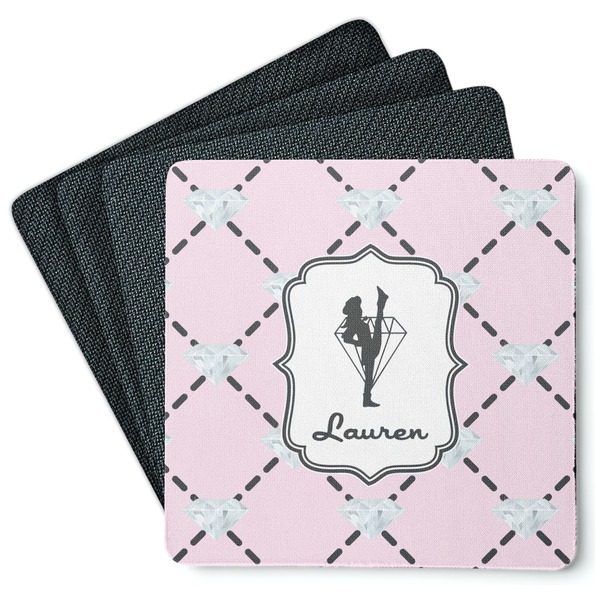 Custom Diamond Dancers Square Rubber Backed Coasters - Set of 4 (Personalized)