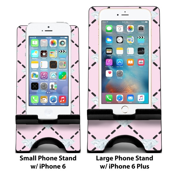 Diamond Dancers Compare Phone Stand Sizes - with iPhones