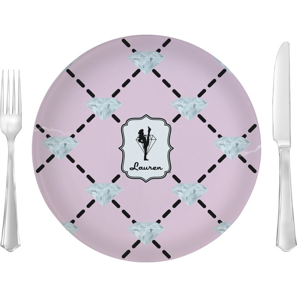 Custom Diamond Dancers 10" Glass Lunch / Dinner Plates - Single or Set (Personalized)