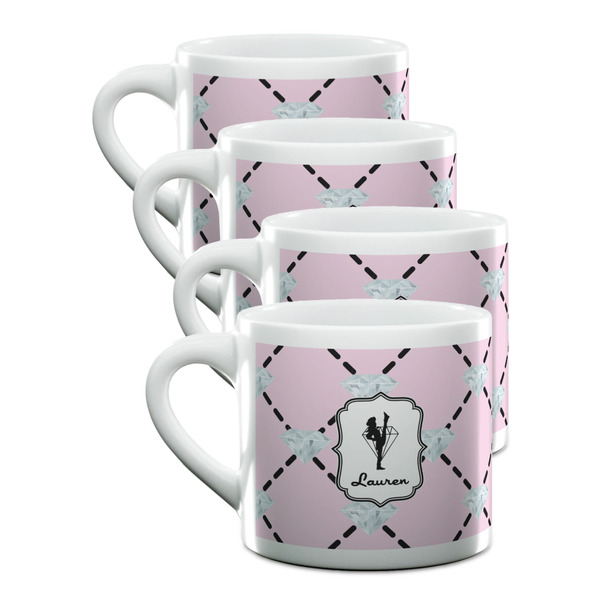 Custom Diamond Dancers Double Shot Espresso Cups - Set of 4 (Personalized)