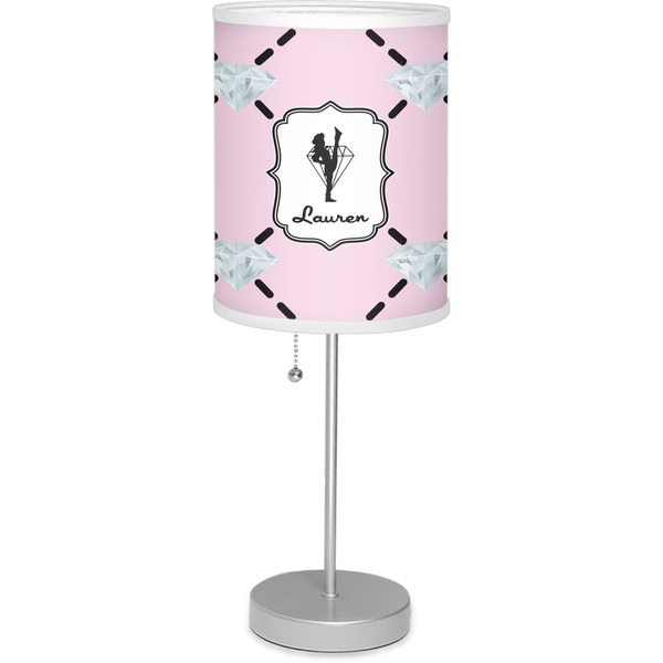 Custom Diamond Dancers 7" Drum Lamp with Shade Linen (Personalized)