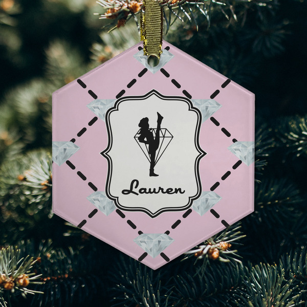 Diamond Dancers Frosted Glass Ornament - Hexagon (Lifestyle)