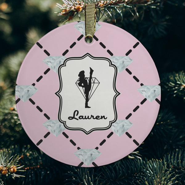 Diamond Dancers Frosted Glass Ornament - Round (Lifestyle)