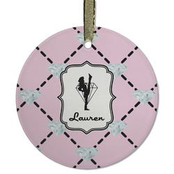 Diamond Dancers Flat Glass Ornament - Round w/ Name or Text