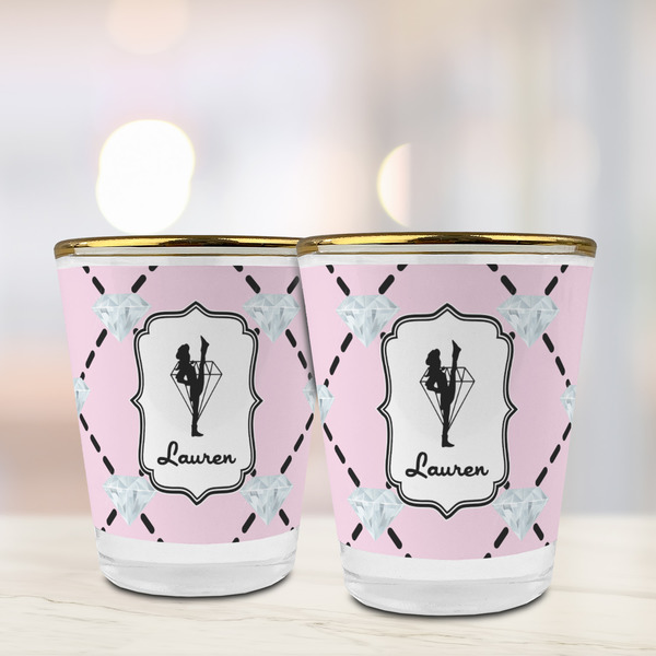 Diamond Dancers Glass Shot Glass - with gold rim - LIFESTYLE
