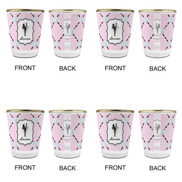 Diamond Dancers Glass Shot Glass - with gold rim - Set of 4 - APPROVAL