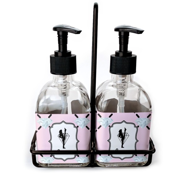 Custom Diamond Dancers Glass Soap & Lotion Bottle Set (Personalized)