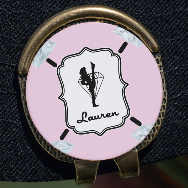 Diamond Dancers Golf Ball Marker Hat Clip - Gold - Close Up