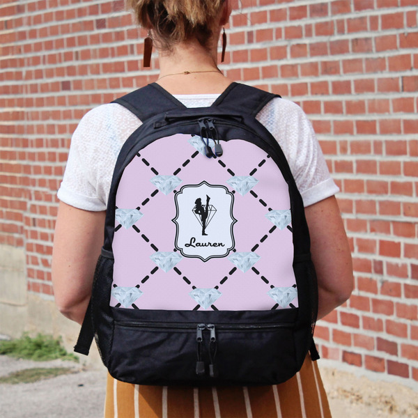 Diamond Dancers Large Backpack - Black - On Back