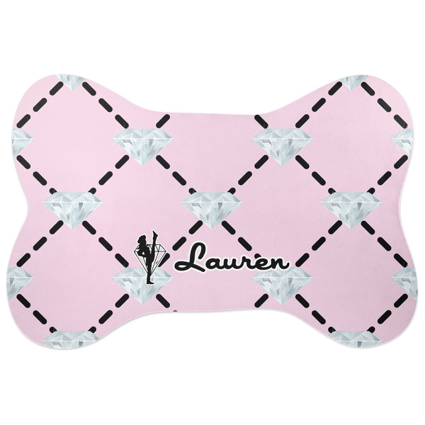 Custom Diamond Dancers Bone Shaped Dog Food Mat (Large) (Personalized)