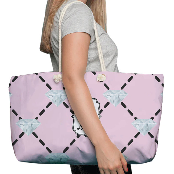 Diamond Dancers Large Rope Tote Bag - In Context View