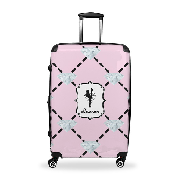 Custom Diamond Dancers Suitcase - 28" Large - Checked w/ Name or Text