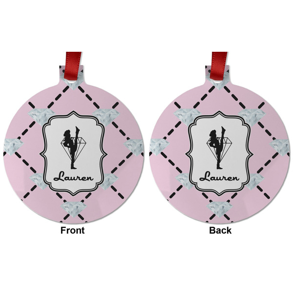 Diamond Dancers Metal Ball Ornament - Front and Back