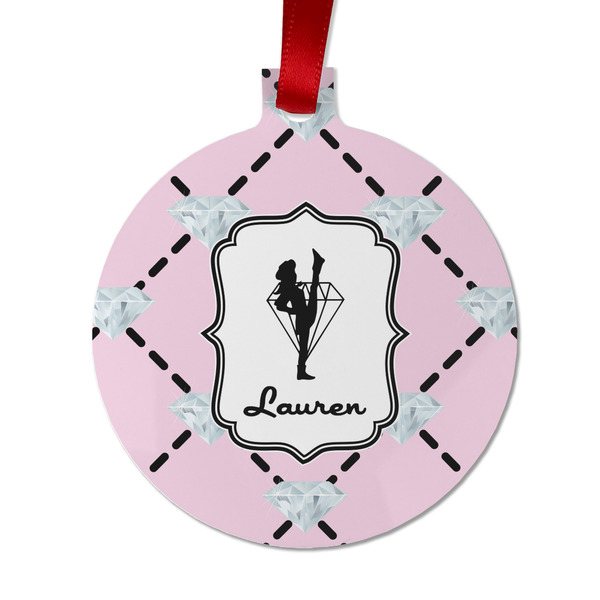Custom Diamond Dancers Metal Ball Ornament - Double Sided w/ Name or Text