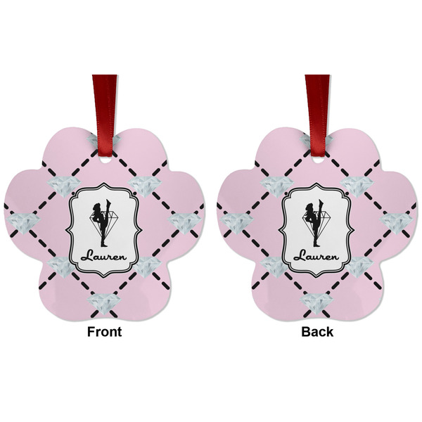 Diamond Dancers Metal Paw Ornament - Front and Back