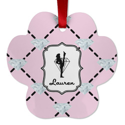 Diamond Dancers Metal Paw Ornament - Double Sided w/ Name or Text