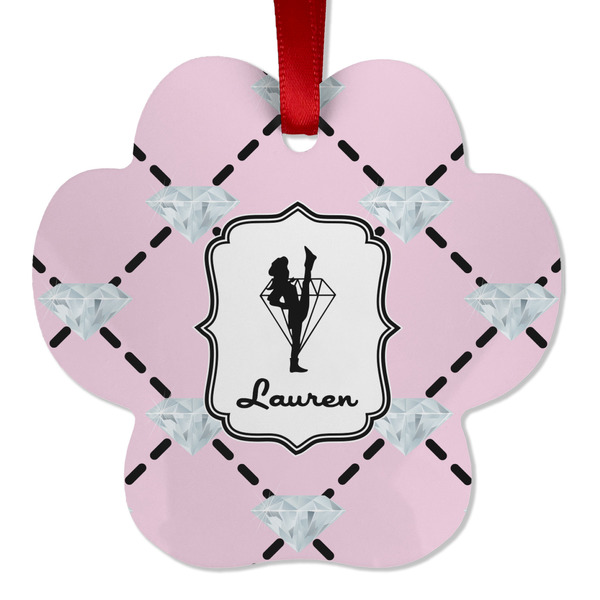 Custom Diamond Dancers Metal Paw Ornament - Double Sided w/ Name or Text