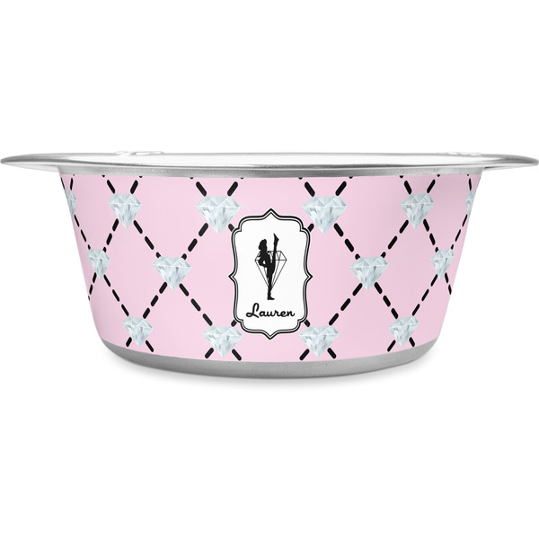 Custom Diamond Dancers Stainless Steel Dog Bowl - Large (Personalized)