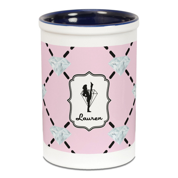 Custom Diamond Dancers Ceramic Pencil Holders - Blue