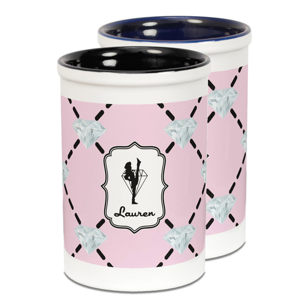 Custom Diamond Dancers Ceramic Pencil Holder - Large