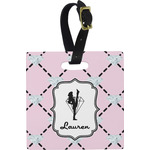 Diamond Dancers Plastic Luggage Tag - Square w/ Name or Text