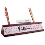Diamond Dancers Red Mahogany Nameplate with Business Card Holder (Personalized)