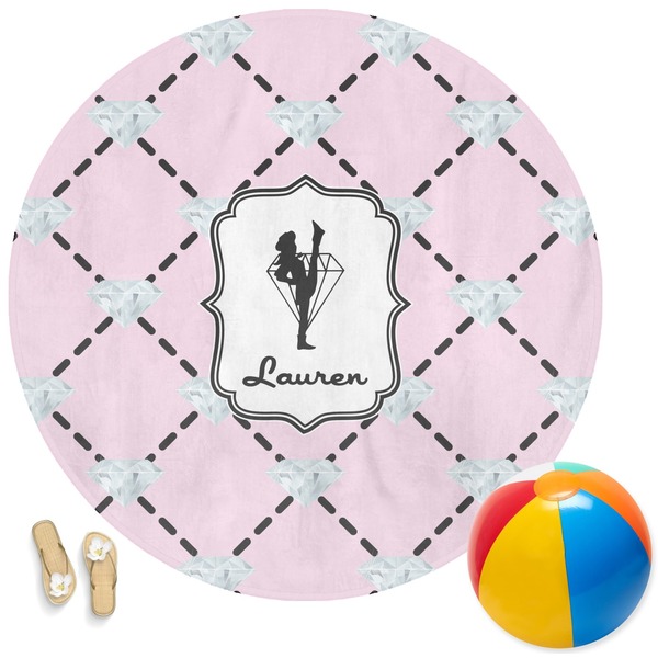 Custom Diamond Dancers Round Beach Towel (Personalized)