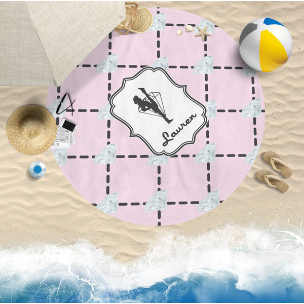 Diamond Dancers Round Beach Towel Lifestyle