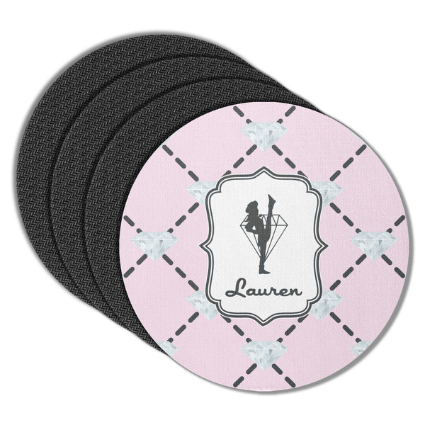 Custom Diamond Dancers Round Rubber Backed Coasters - Set of 4 (Personalized)