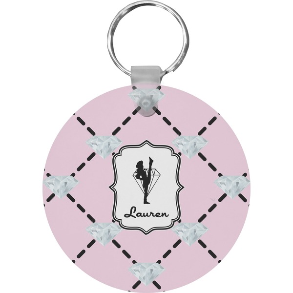 Custom Diamond Dancers Round Plastic Keychain (Personalized)