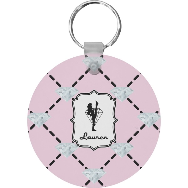 Custom Diamond Dancers Round Plastic Keychain (Personalized)