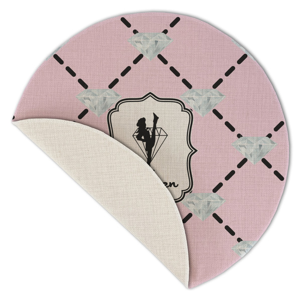 Diamond Dancers Round Linen Placemats - Front (folded corner single sided)