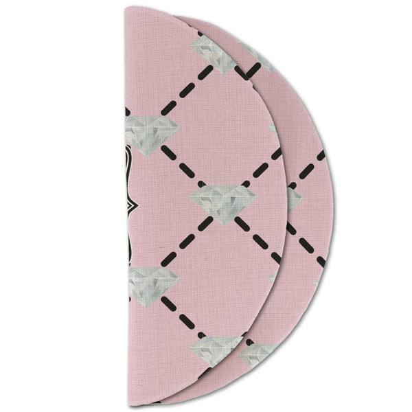 Diamond Dancers Round Linen Placemats - HALF FOLDED (double sided)